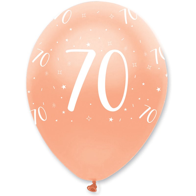 6PK 30cm ROSE GOLD AGE 70 LATEX BALLOONS