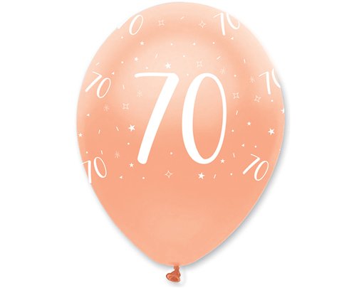 6PK 30cm ROSE GOLD AGE 70 LATEX BALLOONS