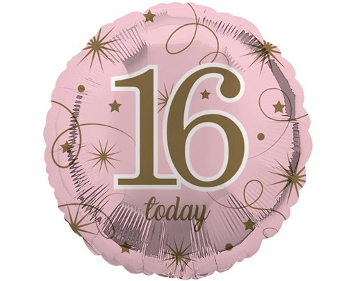 18in AGE 16 PINK FOIL BALLOON