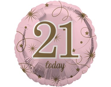 18in AGE 21 PINK FOIL BALLOON