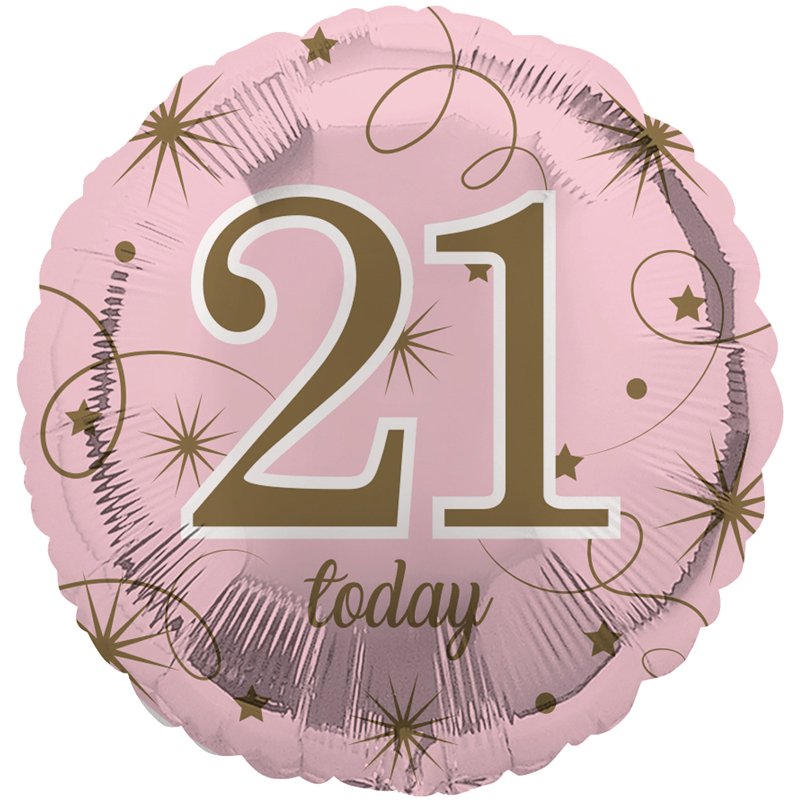 18in AGE 21 PINK FOIL BALLOON
