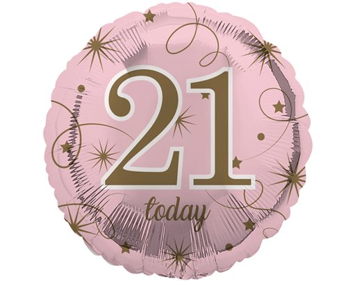 18in AGE 21 PINK FOIL BALLOON