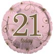 18in AGE 21 PINK FOIL BALLOON