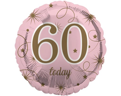 18in AGE 60 PINK FOIL BALLOON