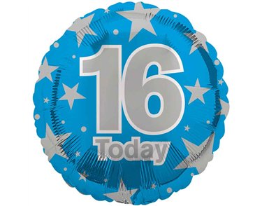 18in AGE 16 BLUE FOIL BALLOON