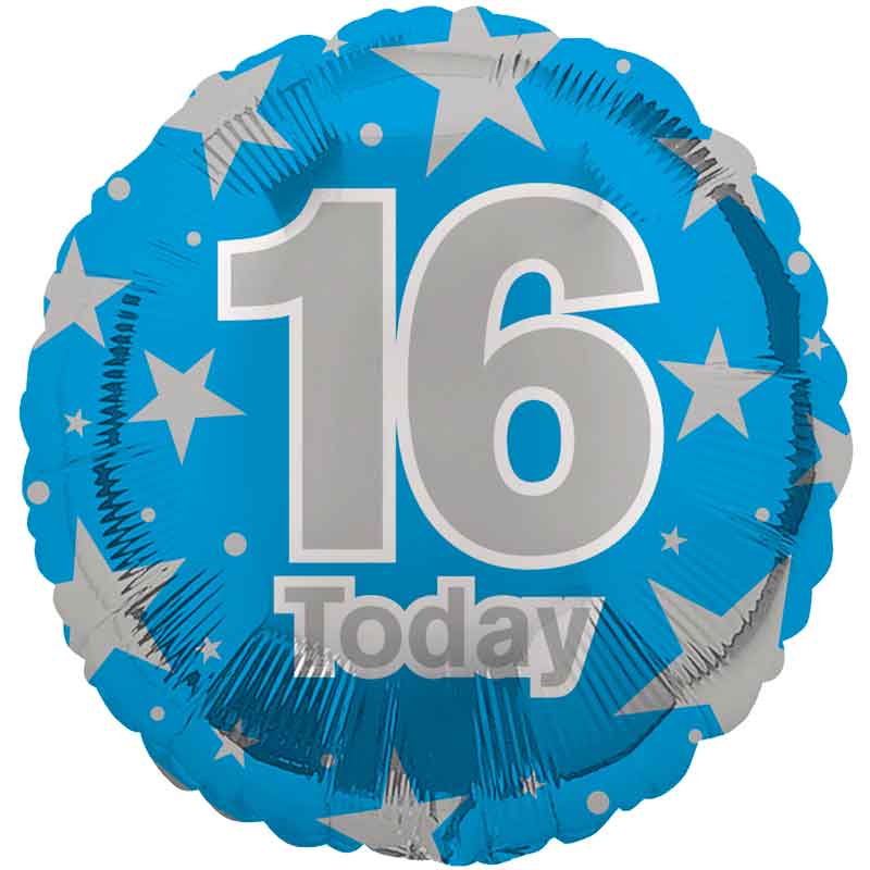 18in AGE 16 BLUE FOIL BALLOON
