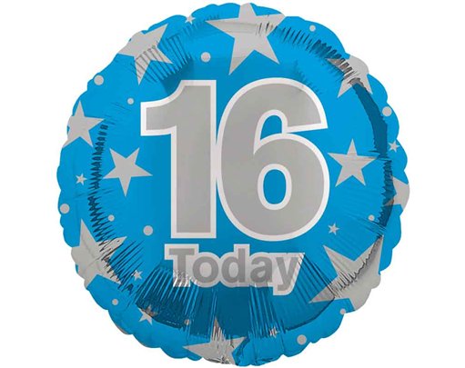 18in AGE 16 BLUE FOIL BALLOON