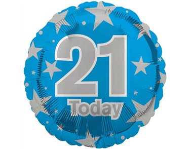 18in AGE 21 BLUE FOIL BALLOON