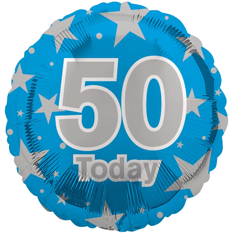 18in AGE 50 BLUE FOIL BALLOON