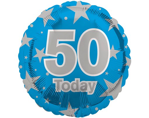 18in AGE 50 BLUE FOIL BALLOON