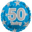 18in AGE 50 BLUE FOIL BALLOON