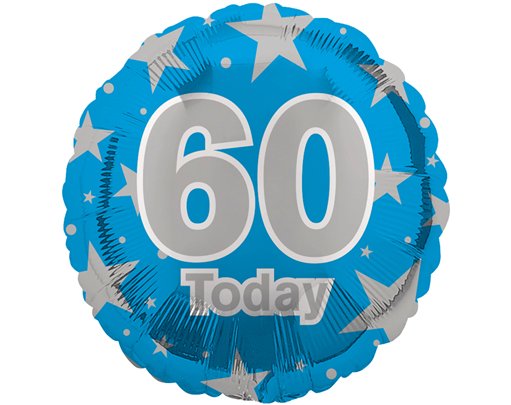 18in AGE 60 BLUE FOIL BALLOON