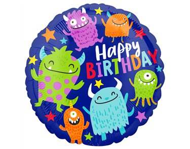 17in HAPPY LITTLE MONSTERS BIRTHDAY FOIL BALLOON