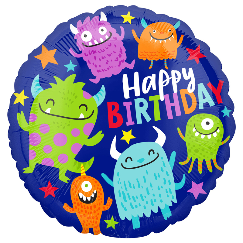 17in HAPPY LITTLE MONSTERS BIRTHDAY FOIL BALLOON