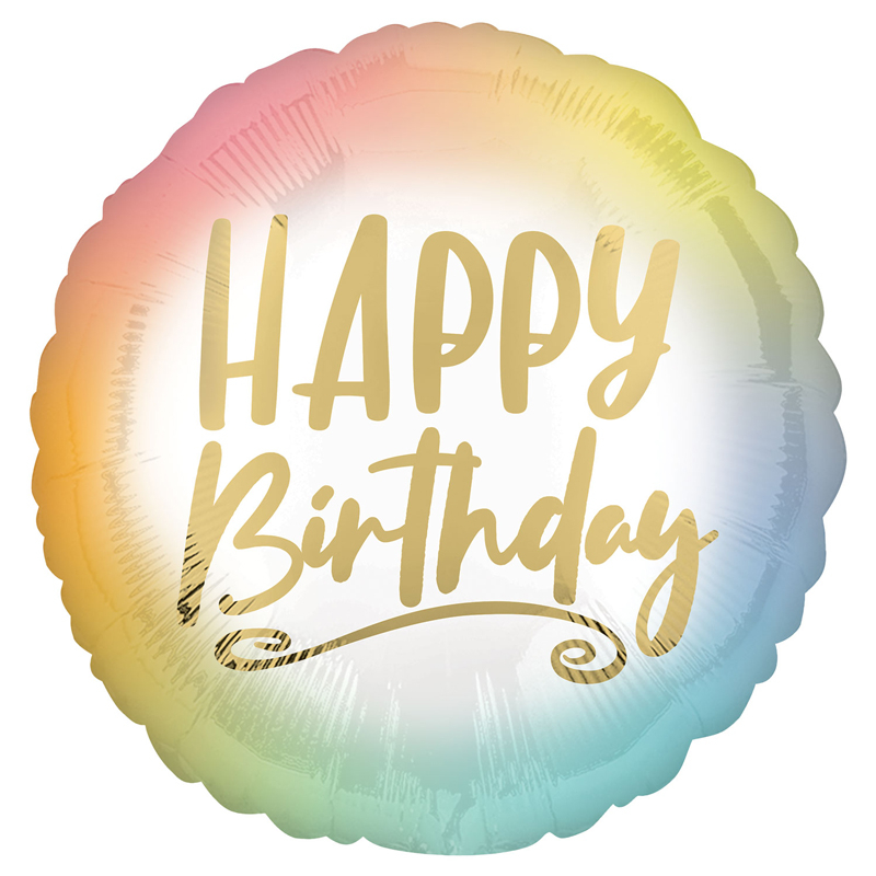 18in OMBRE AND GOLD BIRTHDAY FOIL BALLOON