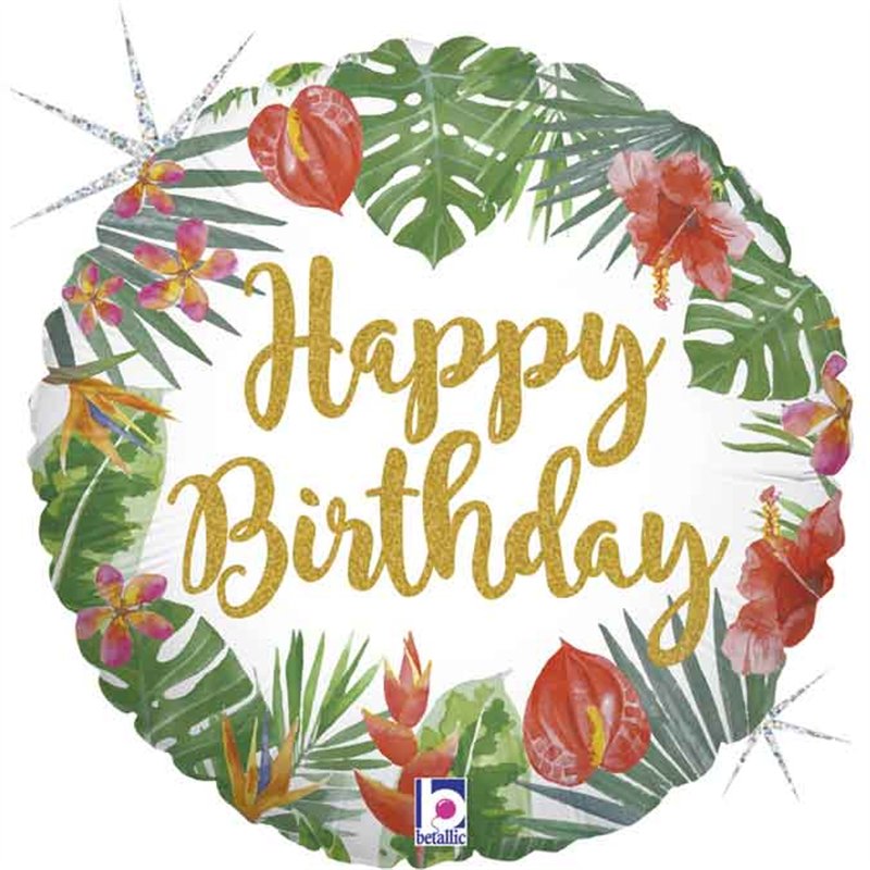 18in TROPICAL HAPPY BRITHDAY FOIL BALLOON