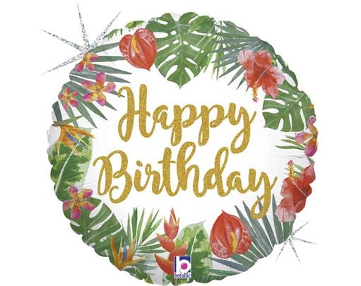 18in TROPICAL HAPPY BRITHDAY FOIL BALLOON