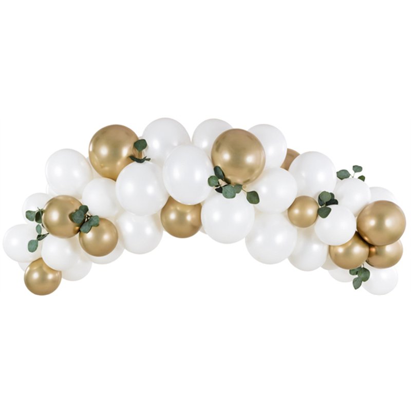 200cm WHITE AND GOLD BALLOON GARLAND