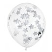 6PK 30cm SILVER STARS CONFETTI BALLOONS