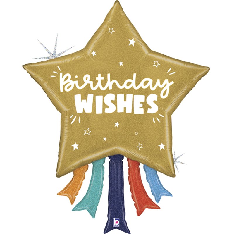 43in BIRTHDAY WISHES STAR FOIL BALLOON