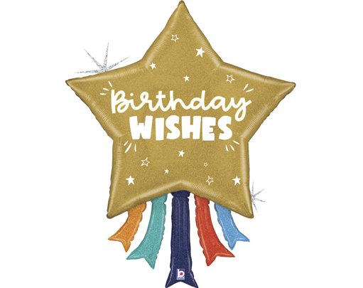 43in BIRTHDAY WISHES STAR FOIL BALLOON