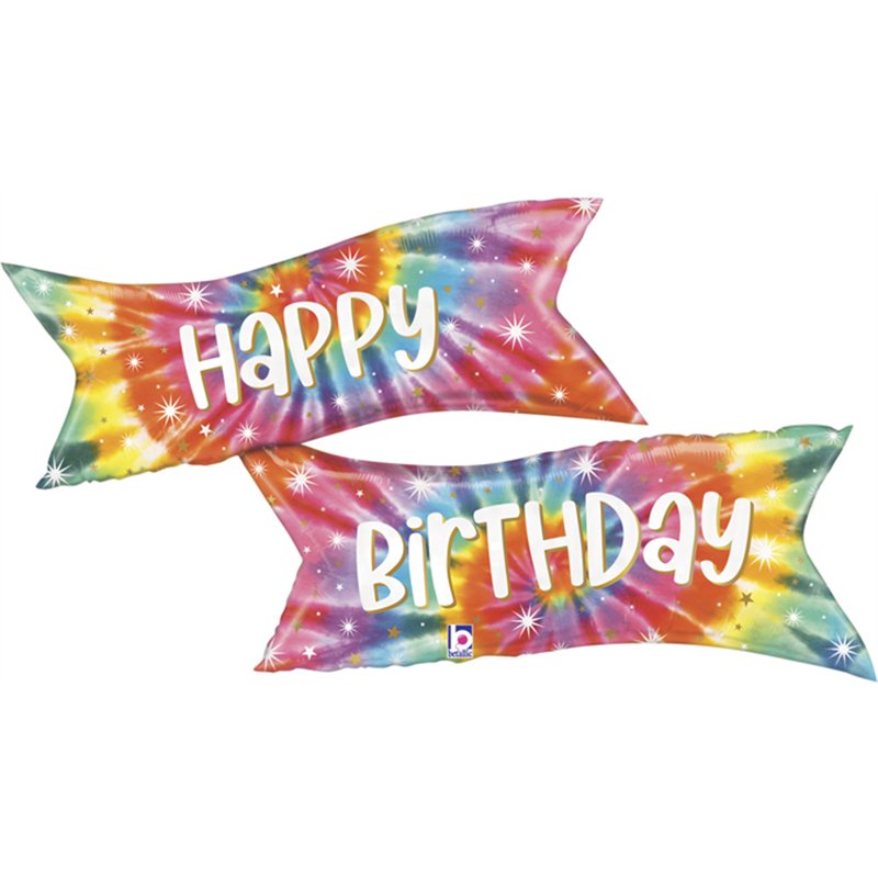49in TIE-DYE BANNER BIRTHDAY FOIL BALLOON