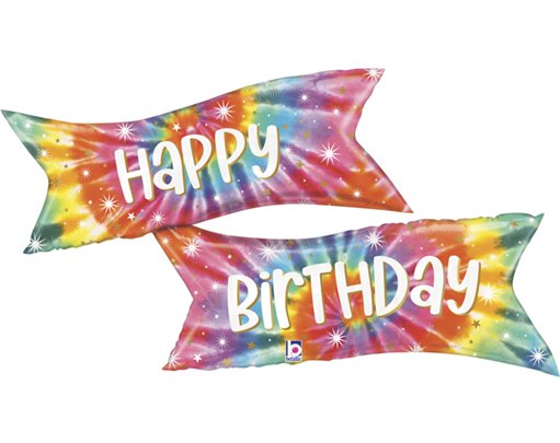 49in TIE-DYE BANNER BIRTHDAY FOIL BALLOON