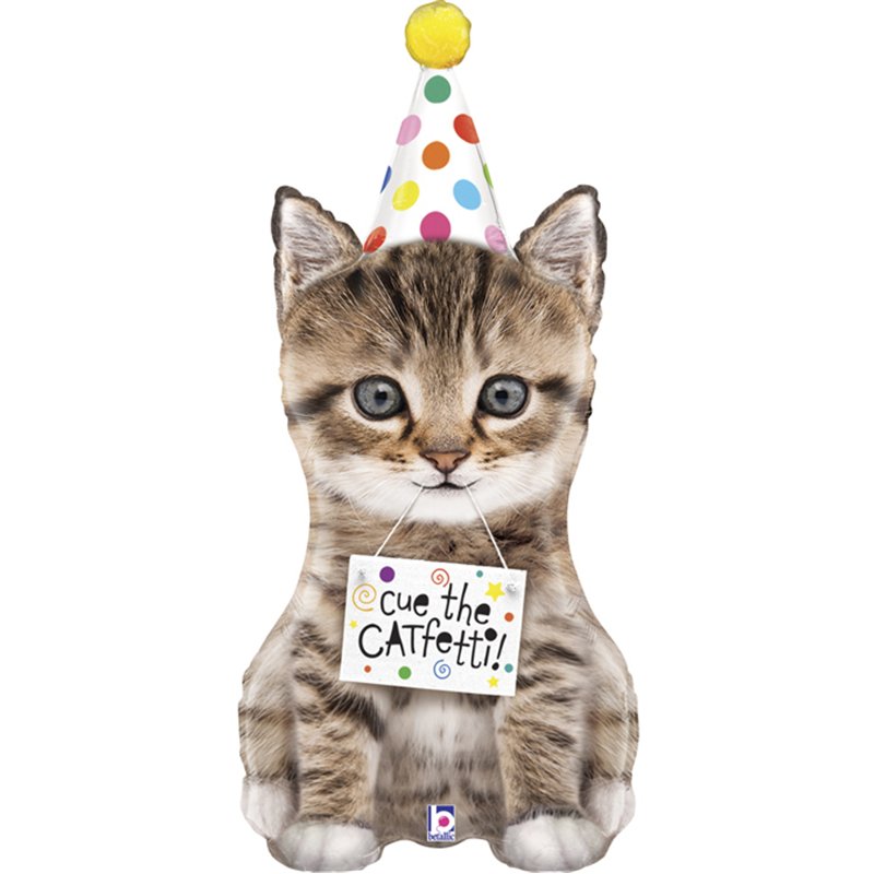 41in CUE THE CATFETTI CAT FOIL BALLOON