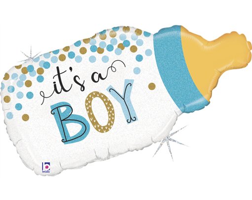 33in CONFETTI BABY BOTTLE BOY FOIL BALLOON