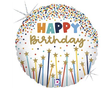 18in BIRTHDAY STAR CANDLES FOIL BALLOON