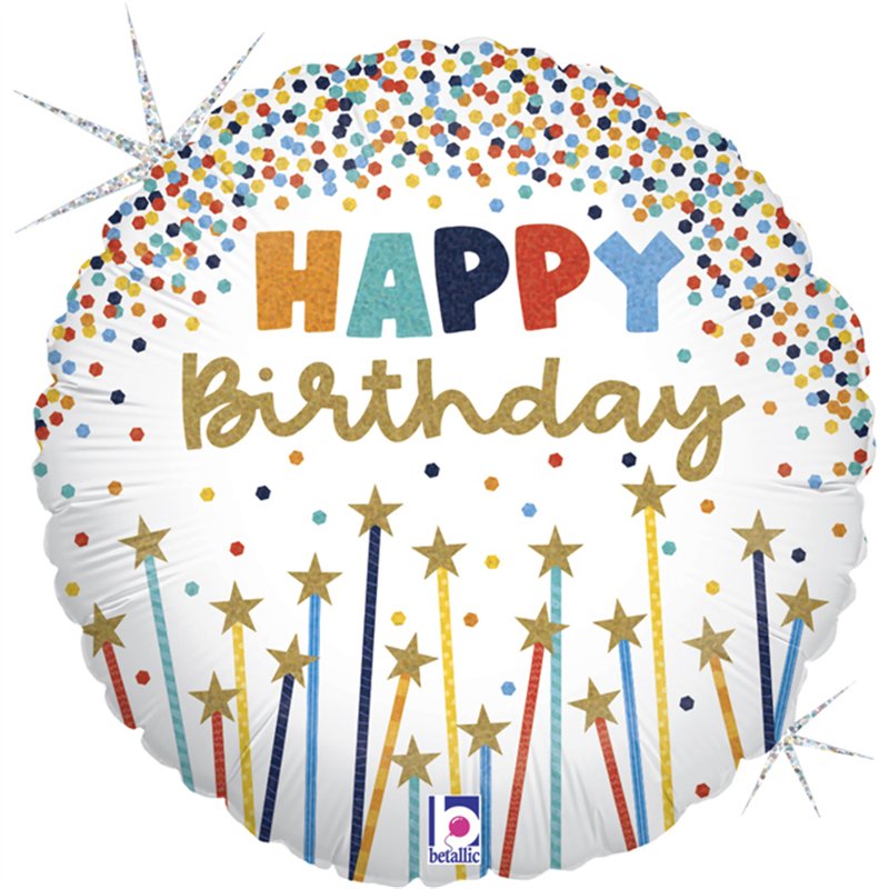 18in BIRTHDAY STAR CANDLES FOIL BALLOON