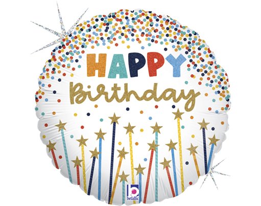 18in BIRTHDAY STAR CANDLES FOIL BALLOON