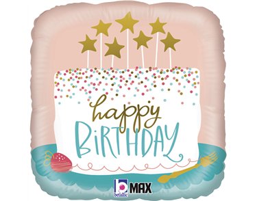 18in BIRTHDAY CONFETTI CAKE FOIL BALLOON