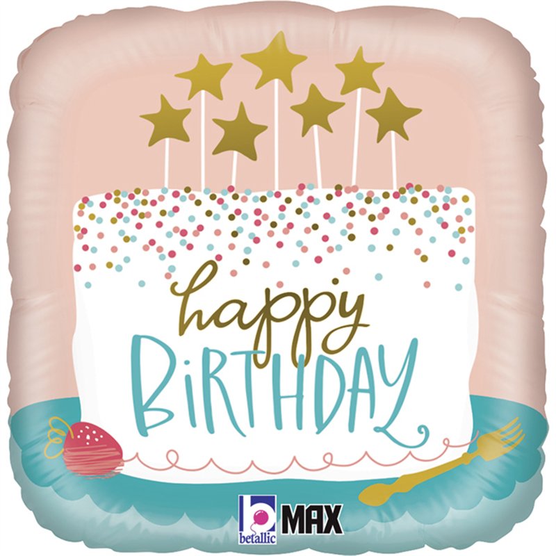 18in BIRTHDAY CONFETTI CAKE FOIL BALLOON