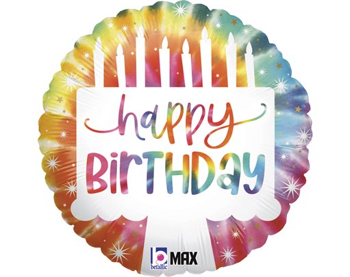 18in TIE-DYE CAKE BIRTHDAY FOIL BALLOON