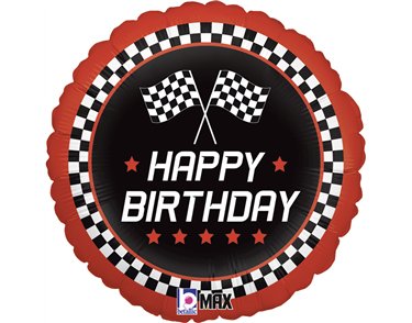 18in CHECKERED FLAG BIRTHDAY FOIL BALLOON