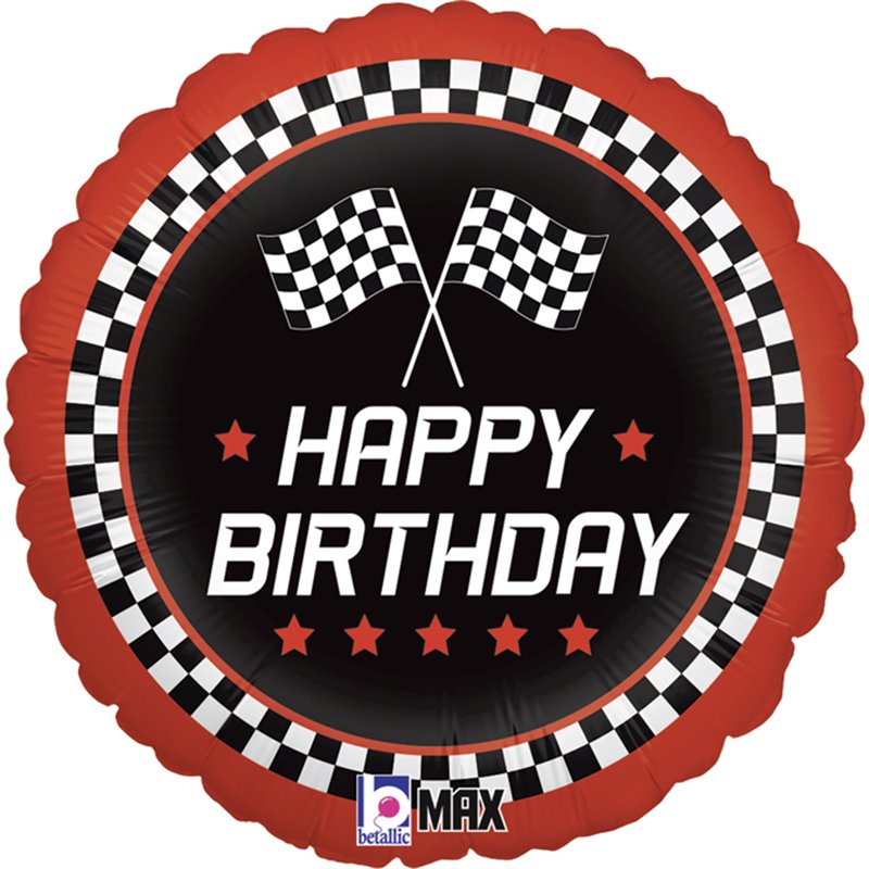 18in CHECKERED FLAG BIRTHDAY FOIL BALLOON
