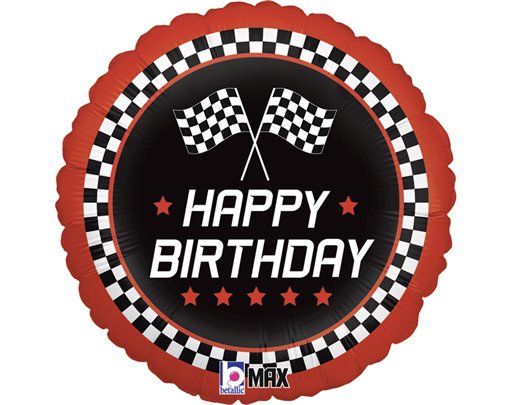 18in CHECKERED FLAG BIRTHDAY FOIL BALLOON