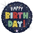18in BIRTHDAY COLORFUL STARS FOIL BALLOON