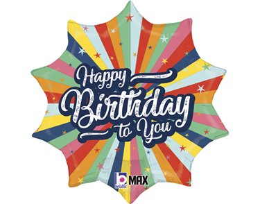 18in BIRTHDAY BURSTING COLORS FOIL BALLOON