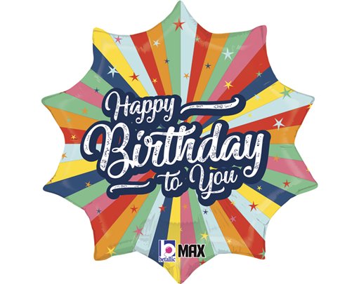 18in BIRTHDAY BURSTING COLORS FOIL BALLOON