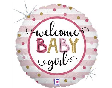 18in BABY GIRL STRIPES FOIL BALLOON