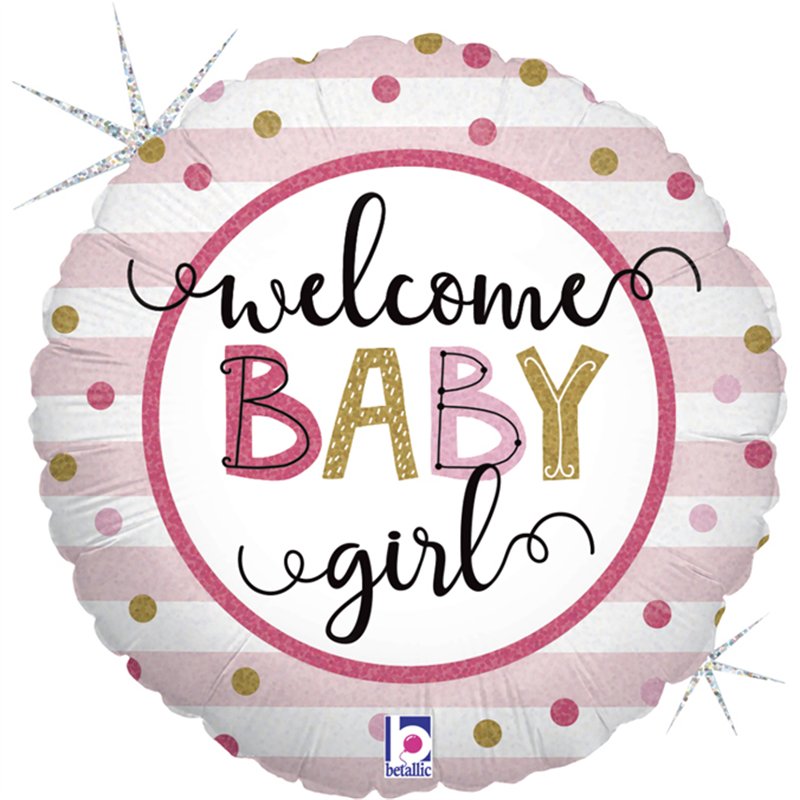 18in BABY GIRL STRIPES FOIL BALLOON