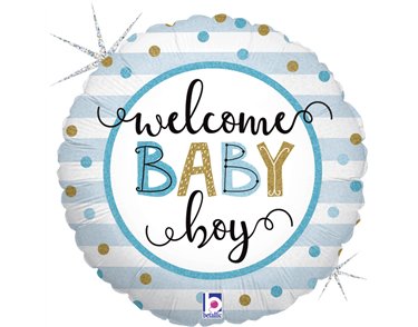 18in BABY BOY STRIPES FOIL BALLOON
