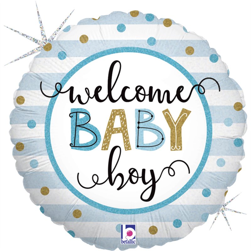 18in BABY BOY STRIPES FOIL BALLOON