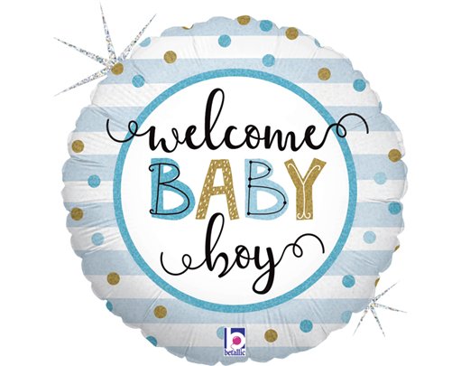 18in BABY BOY STRIPES FOIL BALLOON