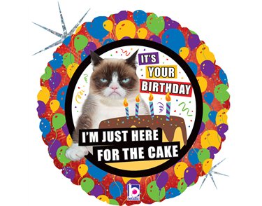 18in GRUMPY CAT CAKE BIRTHDAY FOIL BALLOON
