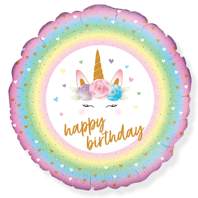18in FLOWERS UNICORN BIRTHDAY FOIL BALLOON