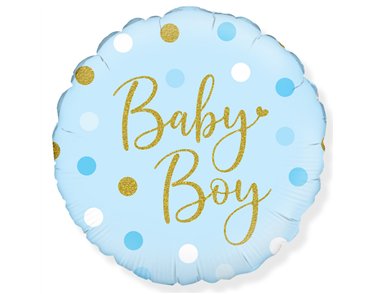 18in SPARKLING BABY BOY DOTS FOIL BALLOON