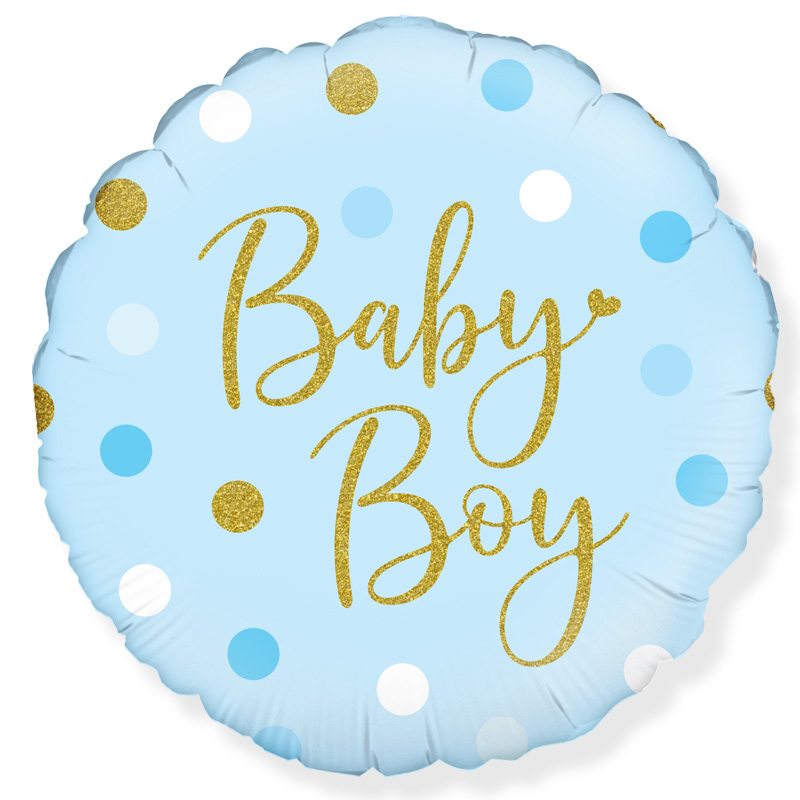 18in SPARKLING BABY BOY DOTS FOIL BALLOON